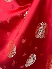 Charley RED GOLD Chinese Luck Brocade Chinese Satin Fabric by the Yard – 10152