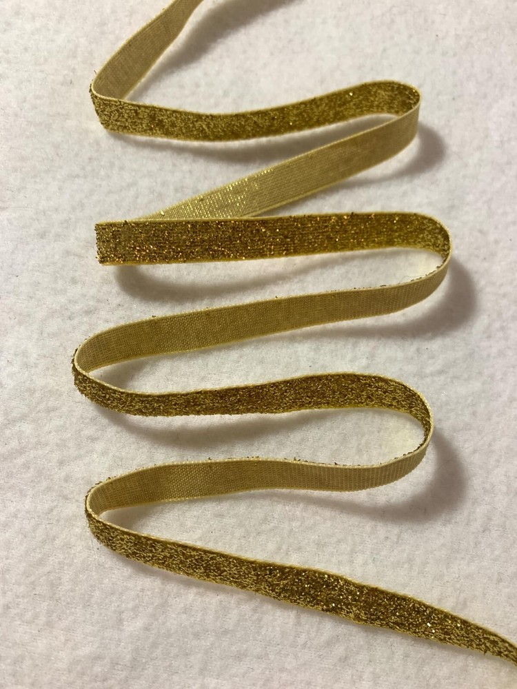 Yellow Gold VELVET Ribbon Lurex Metallic by the yard 7/16 inch (3 yards)