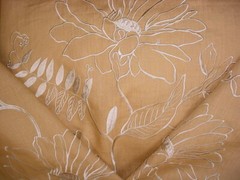13-3/8Y Mulberry FD553 Hutton Linen Gold Embroidered Floral Upholstery Fabric
