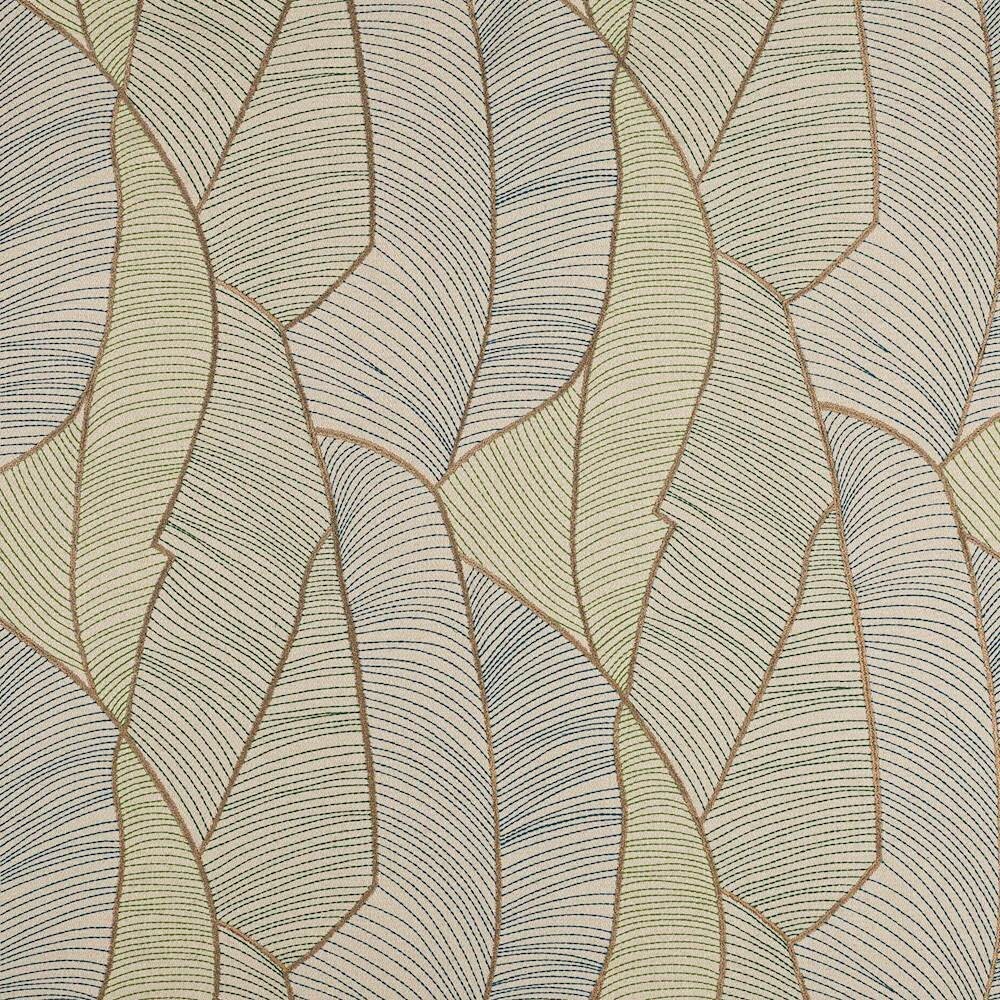 Larsen Large Scale Leaf Embroidery Fabric- Filao / Ocean 5 yds L9394-03