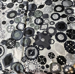 Fabric Lot 3 Yds 8 Ins 58 W Blk Gray White Abstract Polyester Apparel Fabric