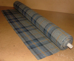 100% Shetland Wool Blue Grey Gold Tartan Check Upholstery Curtain Cushion Fabric