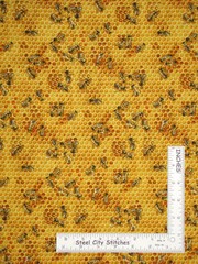 Honey Bee Fabric Bees Honeycomb Insects Cotton Elizabeths Studio By The Yard