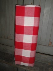 Dunroven House 3 Inch Farmhouse Check Red White Woven Cotton Homespun Fabric