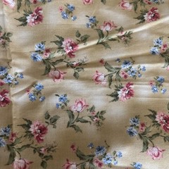LOT 4 pieces tan bron print fabric One with bunnies 3 remnants 1