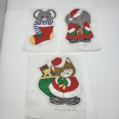 Vintage Fabric Ornament miss matched single piece no backs Christmas craft