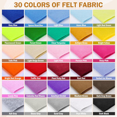 30PCS 8″ x 12″ 1.4 mm Thick Soft Felt Sheets,30 Assorted Multicolour Series Soft