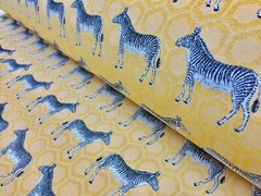MUSTARD ZEBRA Jacquard Cotton Fabric Upholstery Material animal cloth 55” wide