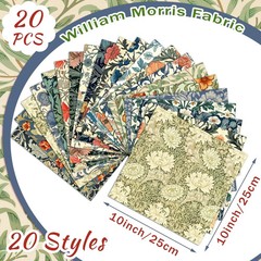 20 Pcs 10”X10” Vintage William Morris Flowers Quilting Fabric Square William M