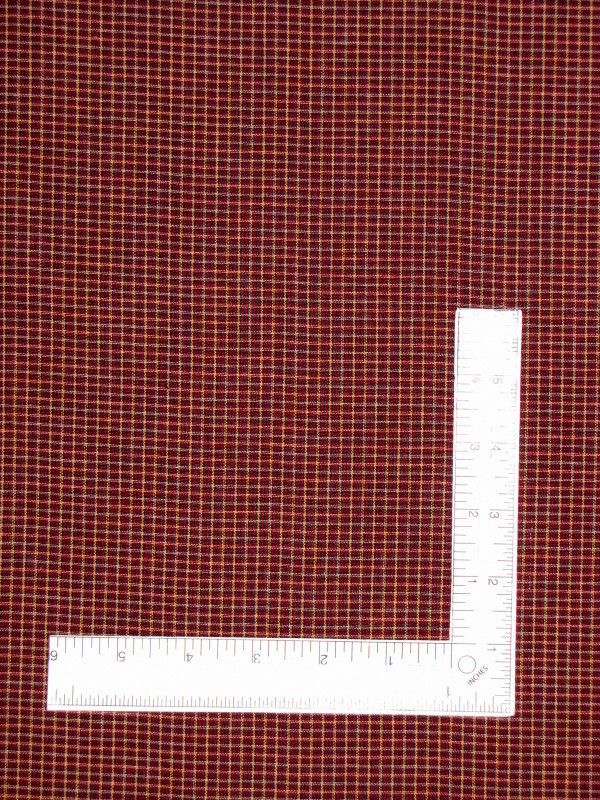 Homespun Rustic Woven Fabric Cotton Burgundy Red Blue Beige Plaid By The Yard
