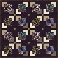 Hoffman – Midnight Flora – Marble And Leaf Stems – Global Spice, Fabric BTY