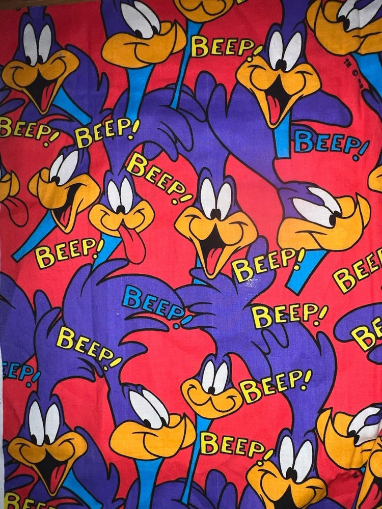 Vintage Roadrunner Beep Beep Lot Of Fabric 7.5 Yards