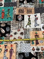 MICHAEL MILLER TRIBAL PATCHWORK 100% COTTON FABRIC AFRICAN INSPIRED 2 YDS X 44”