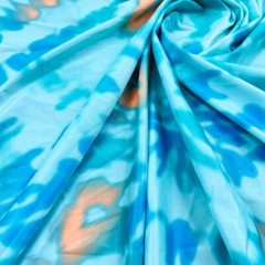 Tie Dye Blue Print Nylon Spandex Fabric 4 Way Stretch By Yard