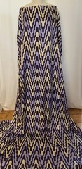 100% Silk Twill Geometric Chevron Purple Lavender Cream Fabric by the Yard 45″ W