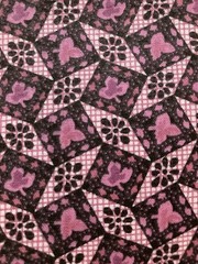 Pink Dark Grey Geometric Pattern Squares Diamonds VTG Cotton Fabric 1.5 Yx44″ W