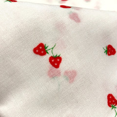 Vintage Cranston Flocked Strawberries White Cotton Blend Fabric by the HALF YARD