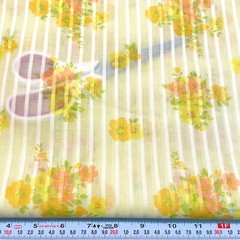 True Vintage Yellow Dimity Like Retro Florals Voile Fabric 2.75 yards x 35″