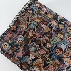 2.5 Yards Vintage Children of World Tapestry Fabric 54×93 Heavy Sewing Material