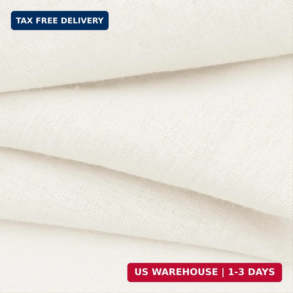 Linen Fabric by the Yard, 61 Inch Wide White Blend Cloth, 60% Linen 40%