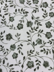 Fabric – polyester linen fabric Green & White Floral Print 6 Yards 54” X 216”