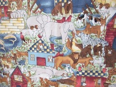 Noah’s Ark Hi-Fashion Cotton FABRICS SZ 22″X37″ VTG RARE NEW