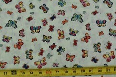 By 1/2 Yd, Vintage, Bright Colorful Butterflies on Cream Cotton, Jo-Ann, P7686