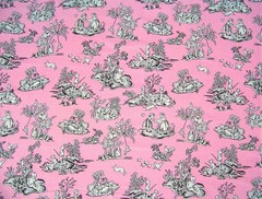 2 Yards Kids Toile Pink White Retro Michael MIller Quilt Craft Cotton Fabric