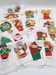 1970’s Spring Mills Christmas Ornaments 38 Sew/Stuff Fabric Panels Googly Eyes