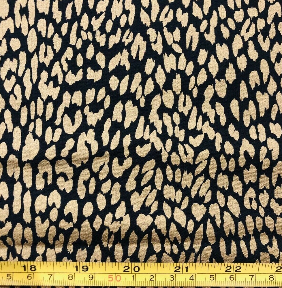 Tina Scrap Cheetah Leopard Jaguar Animal Fur Black & Gold Print Fabric 9″x21″