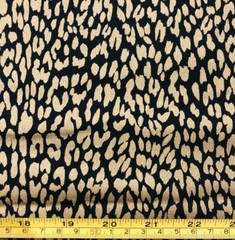 Tina Scrap Cheetah Leopard Jaguar Animal Fur Black & Gold Print Fabric 9″x21″