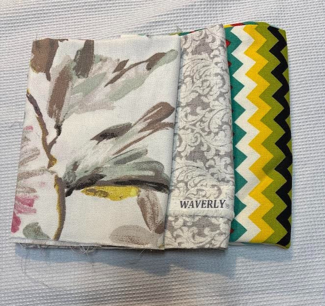 Lot of Heavier Fabric Pieces-5 Designs-Upholstery Fabric-APX 1 Pound