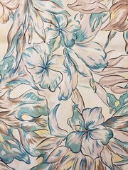 Decorator Fabric, Vibtage Floral Hibiscus Iris Lily 80s 66×66 Inches