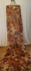 Elegant Poly Blend Lurex Georgette Floral Shades Of Orange Fabric 2.5 Yards 60″W