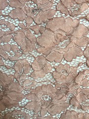 Summer MAUVE Floral Pattern Double Dyed Flat Lace on Mesh Fabric by the Yard –