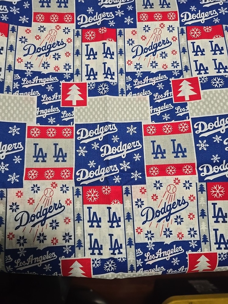 Los Angeles Dodgers Christmas Blue Crew Fabric Cotton 1 Yard 44 ” Wide