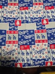 Los Angeles Dodgers Christmas Blue Crew Fabric Cotton 1 Yard 44 ” Wide
