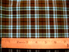 Fabric 1 way Stretch Blue & Brown Checked Fabric Sold by the 1/2 yard.