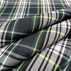 Green White Plaid Poplin P/C Uniform 5.5oz Fabric 61″ W Lot of 2 Yards for $10