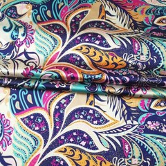 58” Wide By Yards Stretch Satin Fabric Vintage Paisley Silky Charmeuse Material