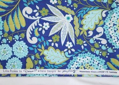 Cotton Fabric By the Yard, Blue Floral Westminster Fibers Dena Little Azalea
