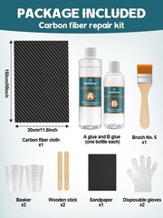 Kalolary 5FT Carbon Fiber Repair Kit, Carbon Fibers Fabric Resin Kit