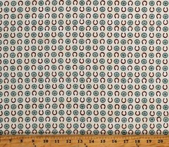 Cotton Horseshoes Western Cowboys Home on the Range Fabric Print by Yard D467.71