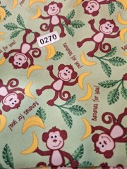 7/8 Yd X 58″ W Green W/Monkeys RemnantPul Poly-Urethane Fabric Craft Sewing