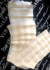 4+ Yd 58X145″ Vtg Butter Yellow Plaid SHEER Voile Chiffon FABRIC Craft Curtain