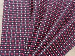 Mid Century Modern Fabric GEOMETRIC Woven Squares Black White Red Cotton BTY