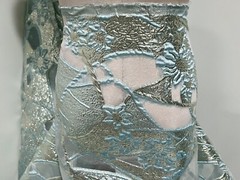 Blue Gold Metallic Brocade Organza Fabric 58” Width Sold By The Yard