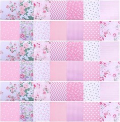42 Pcs Pink Fabric Squares Quilting 100% Cotton Charm Packs 5 X 5inch Precut