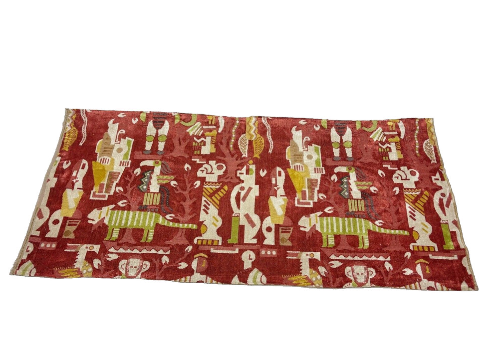 CLARENCE HOUSE ZAMBEZI RED TEXTURED AFRICAN LINEN VELVET FABRIC REM 24″L X 51″W