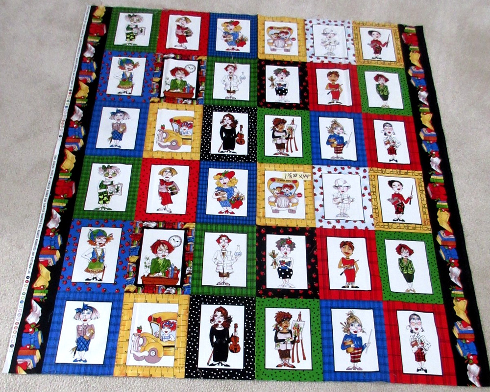 RARE OOP Loralie Harris COOL SCHOOL PANEL Fabric 26 x 44″